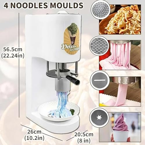 HNBYLMM Elektrische Eismaschine - Kommerzielle Spaghetti-Eismaschine, Eismaschine, Spaghetti-Gelato-Maschine mit 4 Formen, Fruit Softeismaschine für Eisdielen und Dessertläden – Bild 6