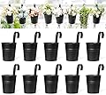 Dahey 10 Pcs Hanging Flower Pots Metal Iron Bucket Planter for Railing Fence Balcony Garden Home Decoration Flower Holders with Detachable Hook,Iron