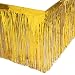 Leegleri 2 Pack Gold Metallic Foil Fringe Table Skirt Tinsel Party Plastic Table Skirt Banner for Parade Floats Mardi Gras Party Decoration(L108 inH 29in)