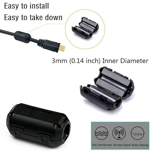 Clip-On Noise Filter,Vskey [10Pcs 3Mm] Anti-Interference High-Frequency Ferrite Core Choke Clip For Telephones,Tvs,Speakers,Radio,Audio Equipment Noise Suppressor (3Mm Inner Diameter) #TOP3
