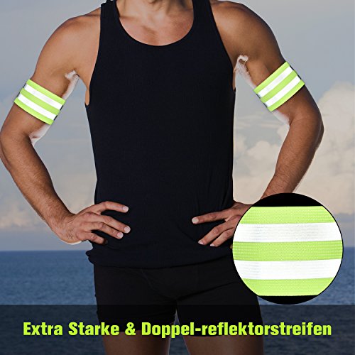 Willingood Hosenklammer Fahrrad Reflektorbänder Leuchtendes Grün, Reflektierende Bänder Hosenschutz Hosenclip für Joggen, Outdoor, Wandern
