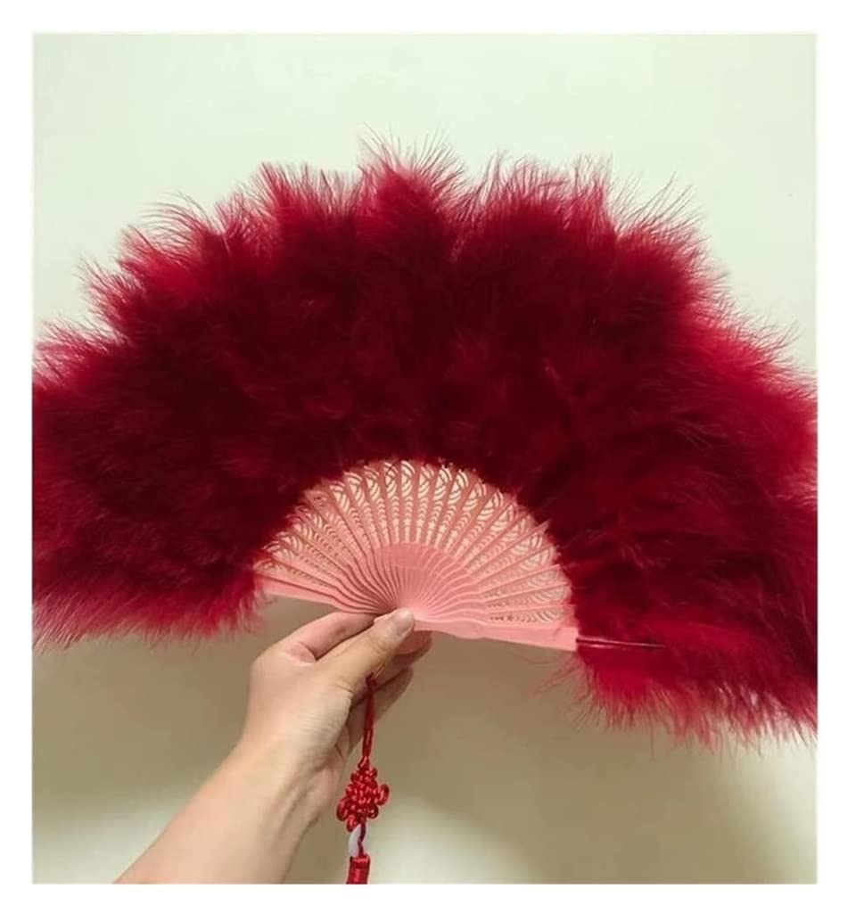 DANNMPX Display Fans Lolita Feather Folding Fan Japanese Sweet Fairy Girl Dark Gothic Court Dance Hand Art Craft Hand Held(A1)