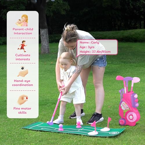 Image of Liberry Toddler Golf Clubs Set Toy for Girls Boys 1 2 3 4 Years Old, Pink