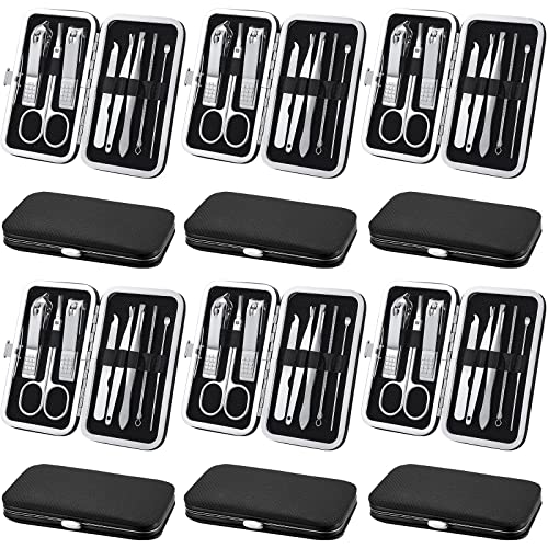 12 Sets Manicure Set Nail Clippers Pedicure Kit 8 in 1 Stainless Steel Professional Pedicure Set Grooming Kits Nail Care Tools with Luxurious Travel Case for Men Women Elder Patient Homeless Nail Care