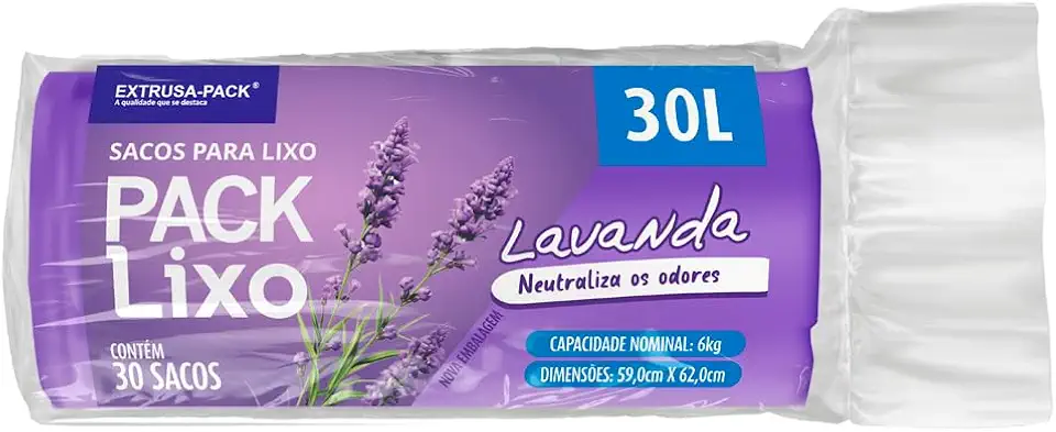 Saco De Lixo PACK LIXO Lavanda 30 Litros - Sacos de lixo perfumardos que neutralizam o odor