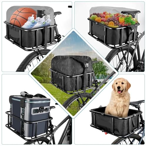 Panier arrière de vélo électrique en métal lourd grand format noir - 6