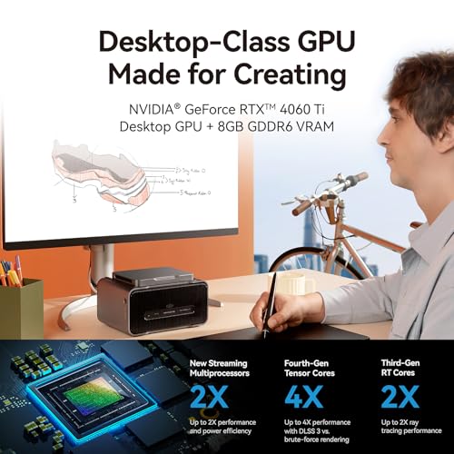 Image of Khadas Mind Graphics Card RTX 4060 Ti Desktop GPU, 8GB GDDR6, External GPU Dock with Speakers for Laptop, Up to PCIe 4.0 x8, 128 GT /s, HDMI 2.1ax2, USB4x1, Supports 4K & 8K Display via Thunderbolt 4 /3