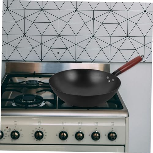Wok tradicional con mango de madera antiadherente de hierro miniatura 6
