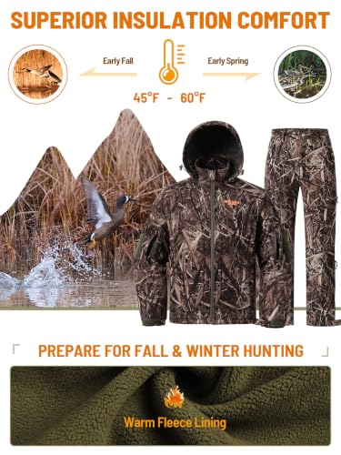 Image of NEW VIEW Insulated Hunting Clothes for Men Cold Weather, Warm Camo Hunting Jacket and Pants, Hunting Suit for Deer Duck Hunts