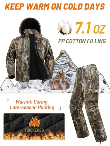 NEW VIEW Insulated Hunting Clothes for Men Cold Weather, Warm Camo Hunting Jacket and Pants, Hunting Suit for Deer Duck Hunts3