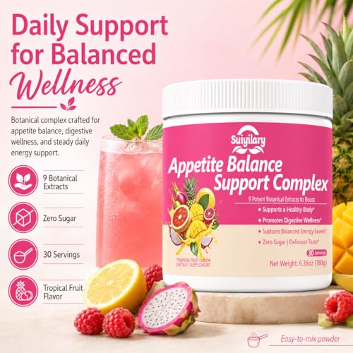Image of Suiyilary GLP-1 Booster Supplement Powder, Yerba Mate, Natural 9 Plant Extracts, Activate GLP-1 Production, Digestive Gut Healthy for Women Men, Sugar-Free Tropical Fruit Flavor, 30 Servings
