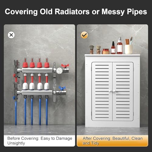 Radiator Cover for Home - 2-Door Heating Cabinet Shelf, Easy to Clean, Stylish Design for Living Room, Bathroom, & Bedroom, Hides Messy Pipes (31.5x31.5x7.9 in)