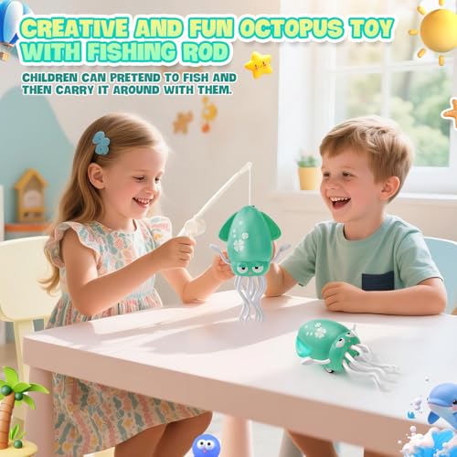 LTFIOON Electric Dancing Octopus Toy, Tanzendes Oktopus-Spielzeug für Kinder mit LED & Musik, 2 Modi Aufrecht & Krabbelnd, Automatisches Ausweich-Oktopus-Spielzeug, Geschenk für Jungen Mädchen (Grün)