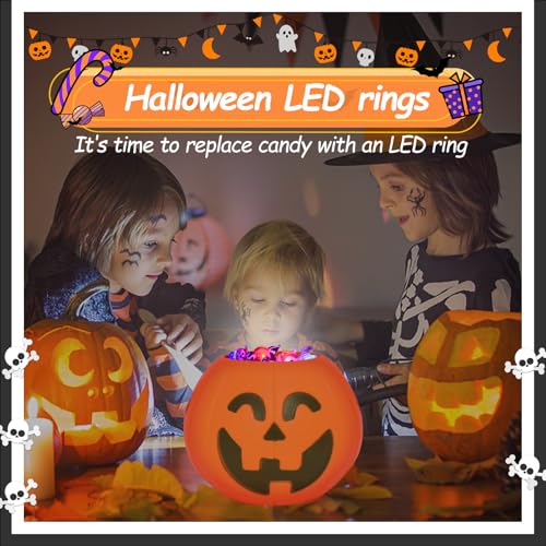 Qvatoxis Halloween Party Favors Light Up Rings 50PCS LED Rings Glowing Finger Rings Fun Toys for Kids Adults - image 5
