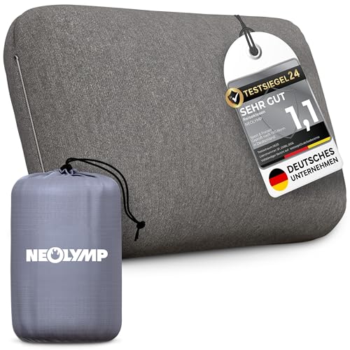 NEOLYMP Reisekissen Memory Foam 50x30x10 cm - kompaktes ergonomisches Kissen atmungsaktiv & waschbar mit Tragetasche - Camping Kissen & Flugzeug Kissen fürs Reiseformat (Reisekissen)