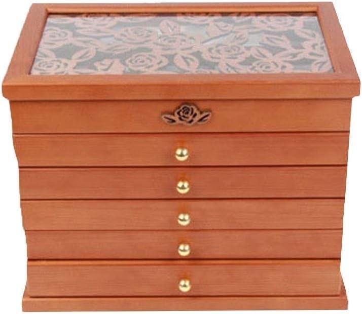 Gift for Women Jewelry Boxes Jewelry Box Solid Wood Storage Jewelry Box Multi-Layer Princess Jewelry Box Retro Storage