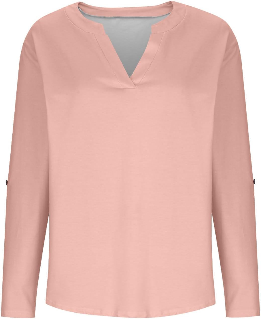 Women V Neck Long Sleeve Tunic Loose Fit Basic Solid Color Fall Fashion Shirts Soft Comfy Lightweight Tops Outfits