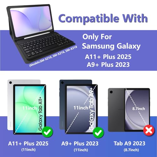 Clavier Bluetooth amovible et souris pour Samsung Galaxy Tab A9 Plus