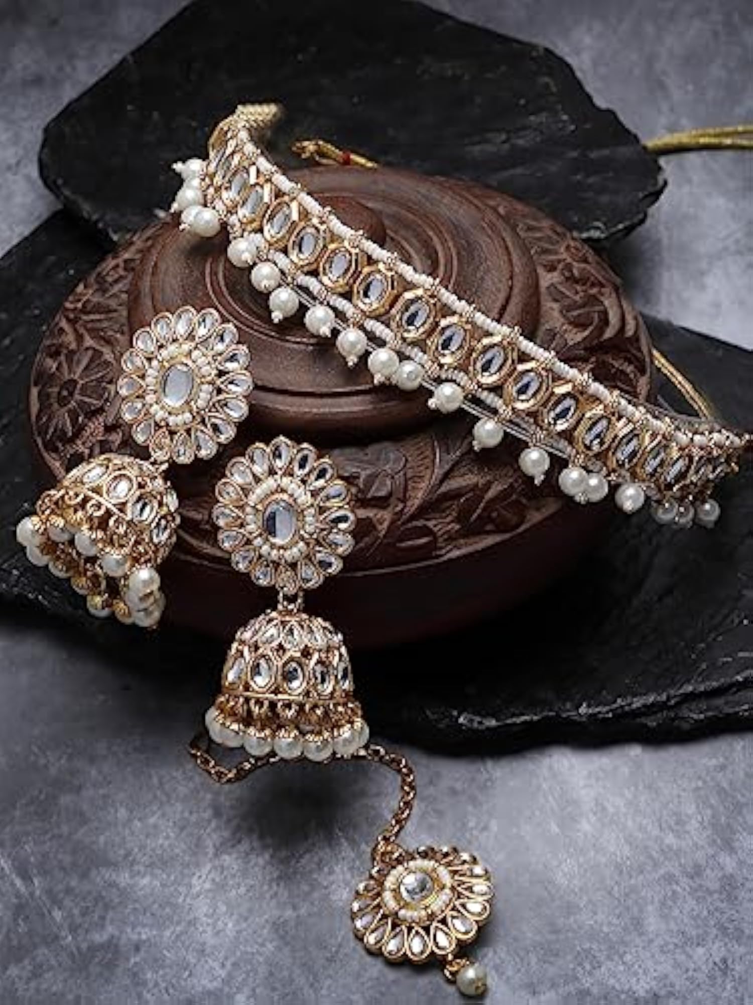 Elegant Kundan & Beads Choker Set with Jhumki Earrings