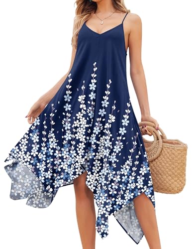 Image of Chigant Women's 2026 Summer Dress Casual Boho Sundress Spaghetti Strap Swimwear Cover Up Beach Flowy Midi Vacation Dresses