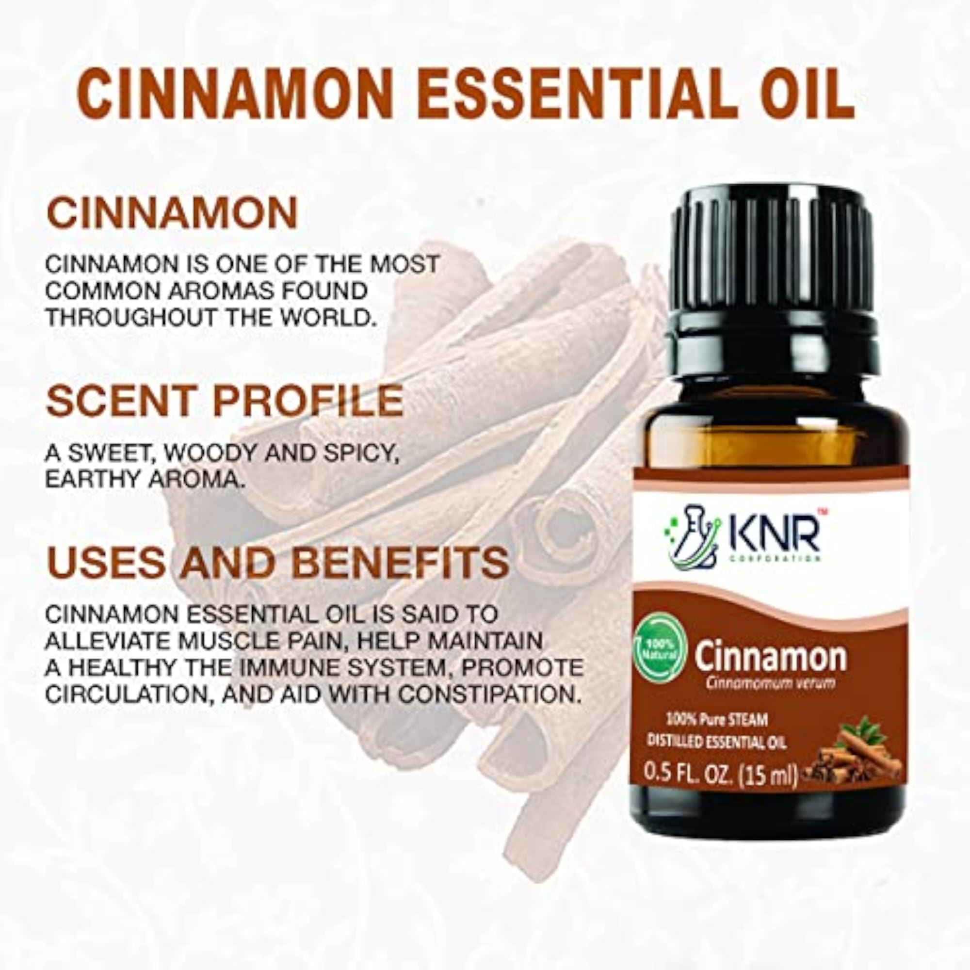 KNR Cinnamon Essential Oil, 100% Pure & Natural