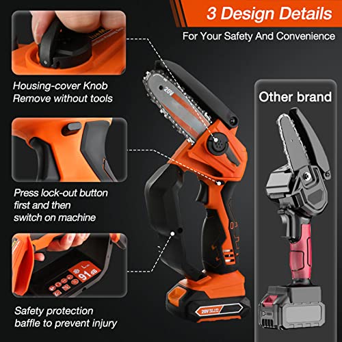 ZHANGTAOLF 20V Batteriekettensäge Hand Elektrische Kettensäge Mini-Kettensäge mit Zwei Batterien 20V 2.0AH… – Bild 6