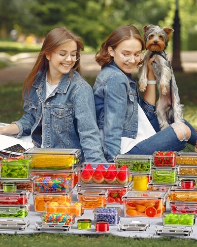 60 PCS Food Storage Containers with Lids, BPA-Free Plastic Food Containers for Kitchen Storage, Leak Proof, Reusable Meal Prep Containers with Labels & Pen - Image 3