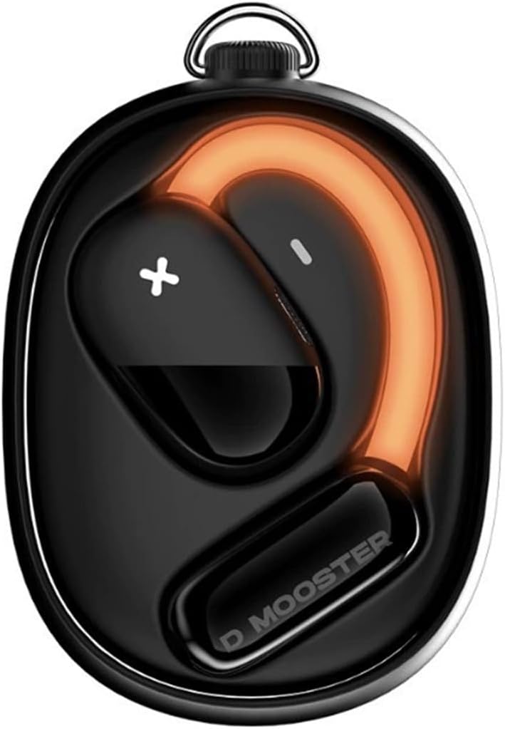 DMOOSTER D72 OWS Open Ear Earbuds Bluetooth 5.4 Cool Light Strips Design IPX4 Waterproof Deep Bass Ergonomic Ear Hooks Clear Calls Lightweight Wireless Headphones for Sports Travel Learning (Black)