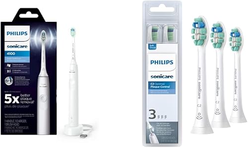 Miniatura 30 de Philips Sonicare 4100 Cepillo de dientes eléctrico recargable, negro, con cabezales de repuesto originales Philips Sonicare Optimal para control