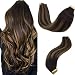 Googoo Hair Extensions Tape in Ombre Dark Brown to Light Brown Balayage Real Remy Human Hair Extensions Tape in Natural Hair 20pcs 50g 14 inch