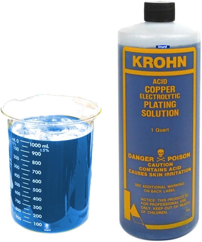 Acid Copper Electroplating Solution 1 Quart Copper Plating Bath for Jewelry Metal Finishing Cyanide Free Made in USA