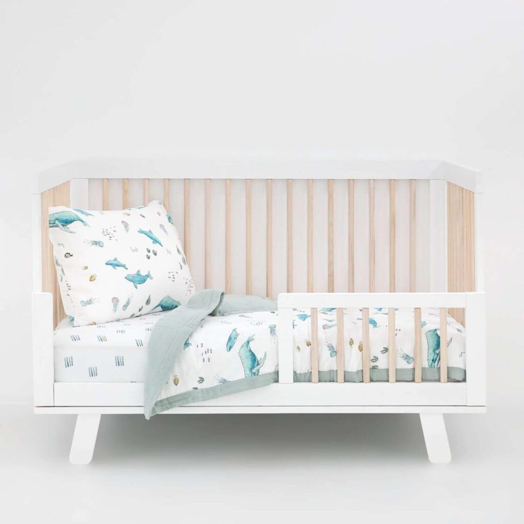 Little Unicorn Lofty Schmusetuch | Superweicher und atmungsaktiver Musselin-Stoff | ideal zum Spielen und Schlafengehen (Wale)