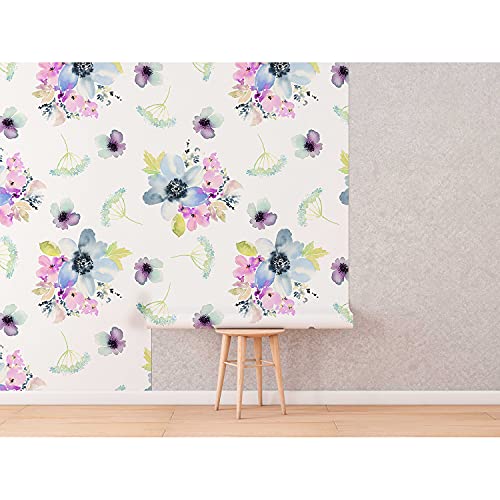 Papier peint fleurs violettes en latex résistant de dimensions 152x104 cm - 5
