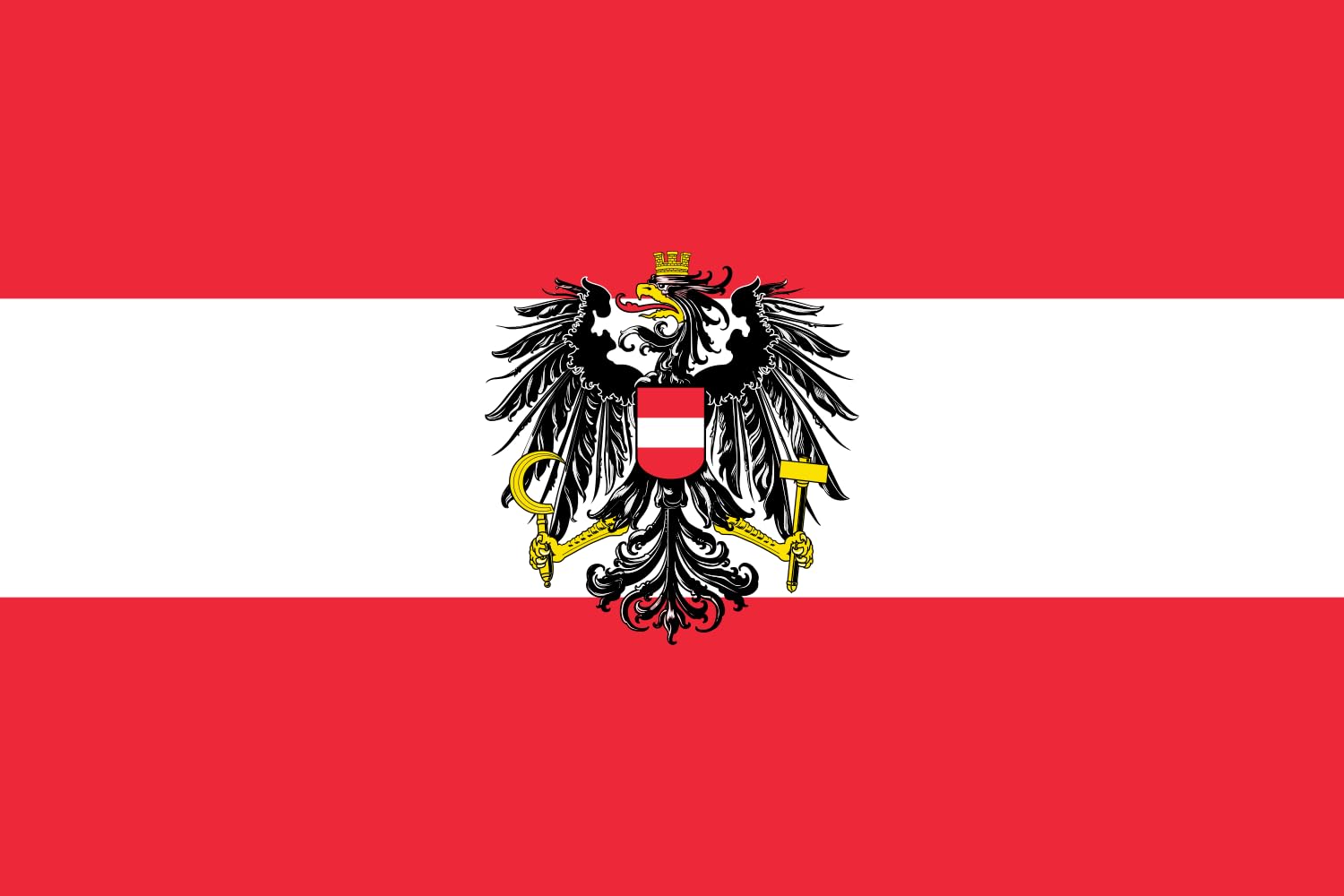 Drapeau Autriche 1919-1934 de qualité supérieure avec œillets en laiton
