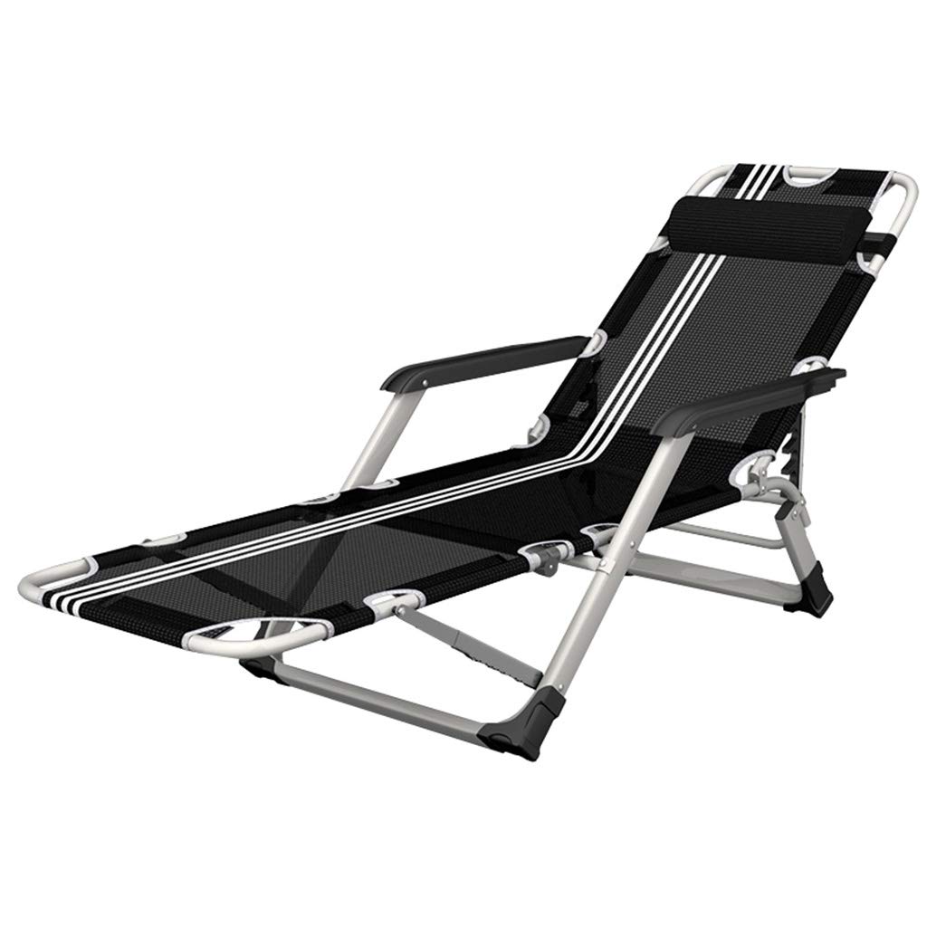 Chaises inclinables Sun Sunger avec appuie-tête pour camping et plage - Noir 100 kg max
