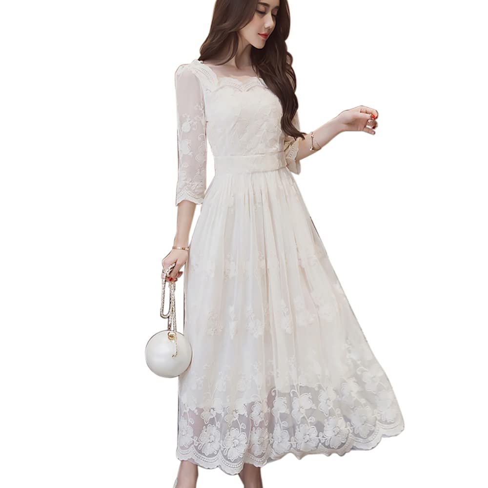美品 TED BAKER シフォン 刺繍レース プリーツ ワンピース ドレス 白 白ワンピース レース刺繍ティアードミモレワンピース レース|白