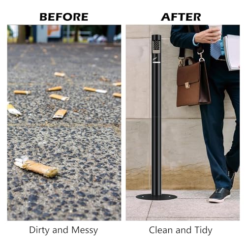 Image of Outdoor Cigarette Butt Receptacle,Detachable 43 inch Metals Standing Ashtray for Outside Patio, Offices, Home, Restaurants, Convenience Stores, Backyard