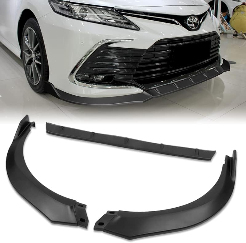 3PCS Front Bumper Lip Kit fit for Compatible with 2021-2023 Toyota Camry, STP-Style Splitter Trim Protection Spoiler, Air-Dam-Chin-Diffuser (Unpainted Matt Black)