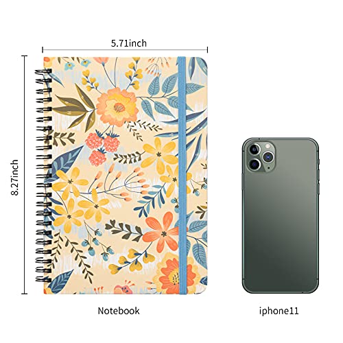 4 Pack Spiral Notebooks 6 × 8 Inch Hardcover Floral College Ruled Journals Lined For School Supplies Students Inner Pocket, 320 Sheets/640 Pages #TOP6