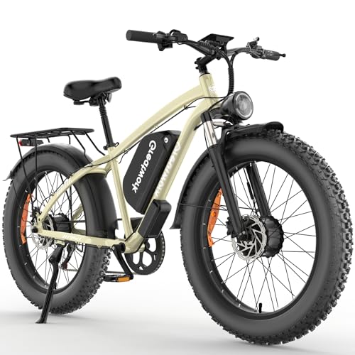 GREATWORK 52V 5000W Peak Dual Motor Electric Bike for Adults, 1300Wh Battery, Up to 45MPH & 100 Miles Range, 26" x 4.0 Fat Tire Electric Dirt Bike with Suspension, Mountain E-Bike for Men Women