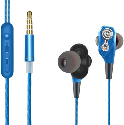 Antber Cuffie Compatibile con Samsung Galaxy con Microfono Altoparlante Doppia Bobina Ear Auricolari con Cavo Stereo Controllo del Volume Cancellazione Rumore Cuffie Sport  Blu 
