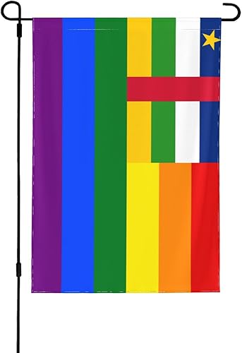The Central African Republic Rainbow Flag Garden Flag 28"x40" Inch Double Sided Garden Flags Home Lawn Outdoor Decor Flags Party Banner Welcome Flag