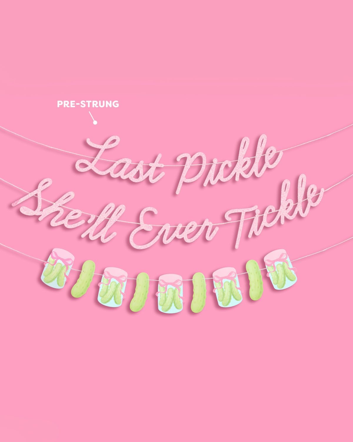 xo, Fetti Last Pickle She'll Ever Tickle Banner | Bachelorette Decorations, Bridal Shower, Bride To Be, Pickleball Party, Pink Glitter, Funny, Photo Prop, Backdrop, Naughty Bach Party