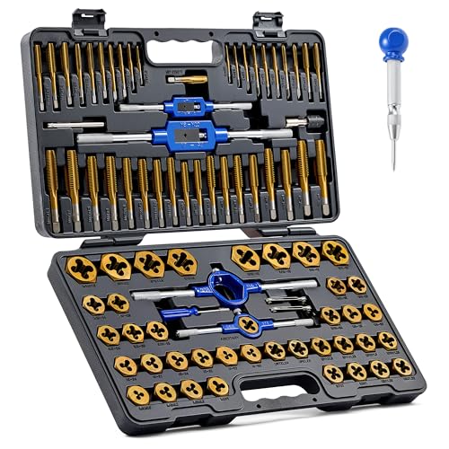 Orion Motor Tech 86pc Tap and Die Set in SAE and Metric, Titanium Coated Steel Tap Set and Die Tool...