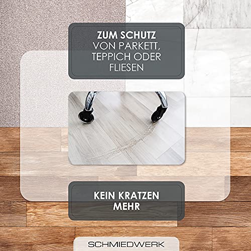 SCHMIEDWERK Bürostuhl Unterlage versch. Größen - Bodenschutzmatte für Schreibtischstuhl Antirutsch in milchweiß | Made in Germany (90x120cm) – Ansicht 3