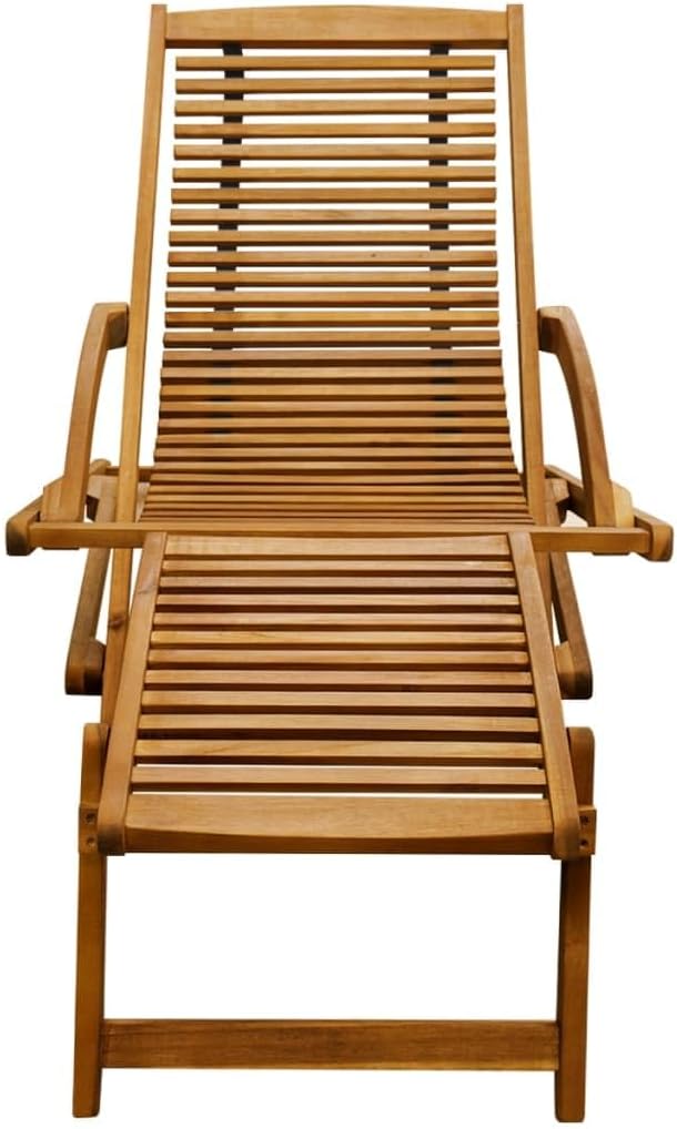 Deck Chair with Footrest,Lounge Chair,Outdoor Lounge Chairs,Patio Lounge Chairs,Tanning Chair,with a Footrest,Foldable for Easy Storage,for Outside,Patio,Yard,Lawn, Solid Acacia Wood