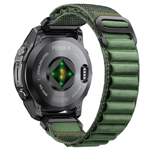 NotoCity Correa para Garmin Fenix 6 pro/6/7, 22mm Correa para Garmin Fenix 7 pro/8 47mm/5/5 plus, Forerunner 965/955, Nylon Gancho G Ajustable para Garmin Epix Gen 2, Quatix 7/6/5/7 pro(Verde)