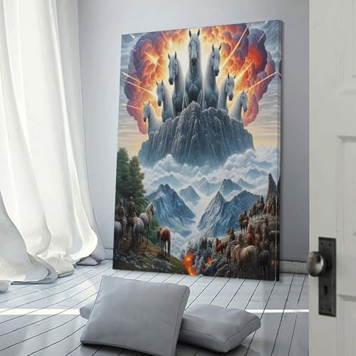 Décoration murale fantaisie avec toile imprimée de cheval au format 24x36inch
