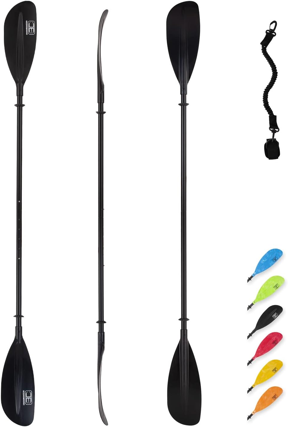 OCEANBROAD Adjustable Kayak Paddle 86in/220cm to 94in/240cm Kayaking Boating Canoeing Oar with Paddle Leash 1 Paddle