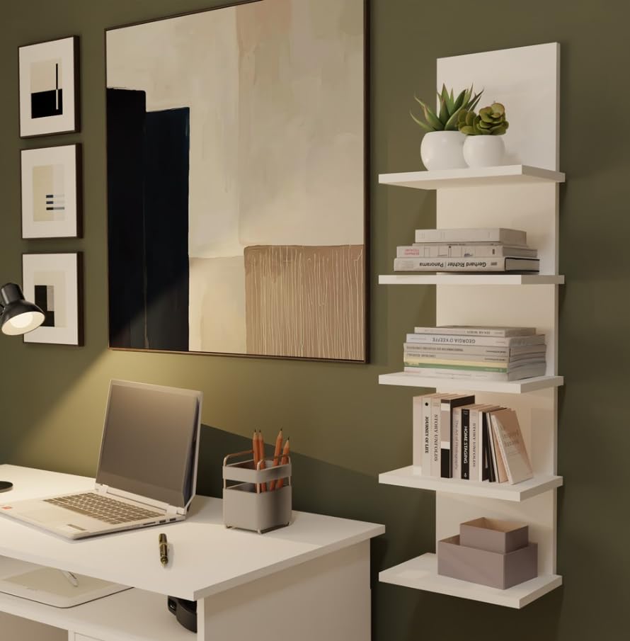 BDW Libreria moderna, altezza 100 cm, 5 ripiani, 29,5 x 19 cm, ideale per ufficio e soggiorno. Modello: R5P.